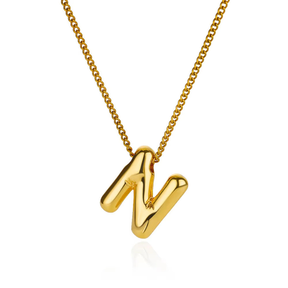 Bubble font letter pendant and chain