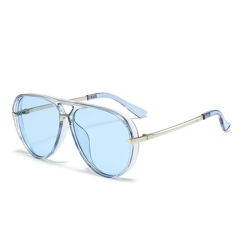 vivid color translucent large frame aviator sunglasses
