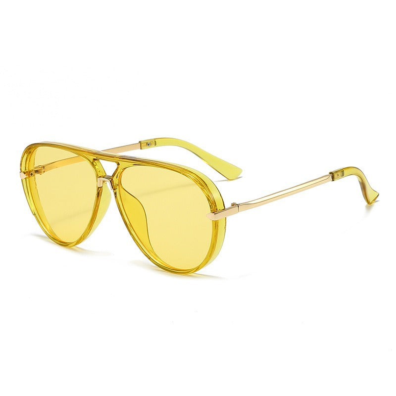 vivid color translucent large frame aviator sunglasses