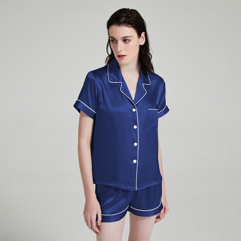 silk pajamas short sleeves and shorts two-piece set
