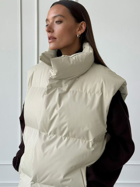 women's stand-up collar puffy vest
