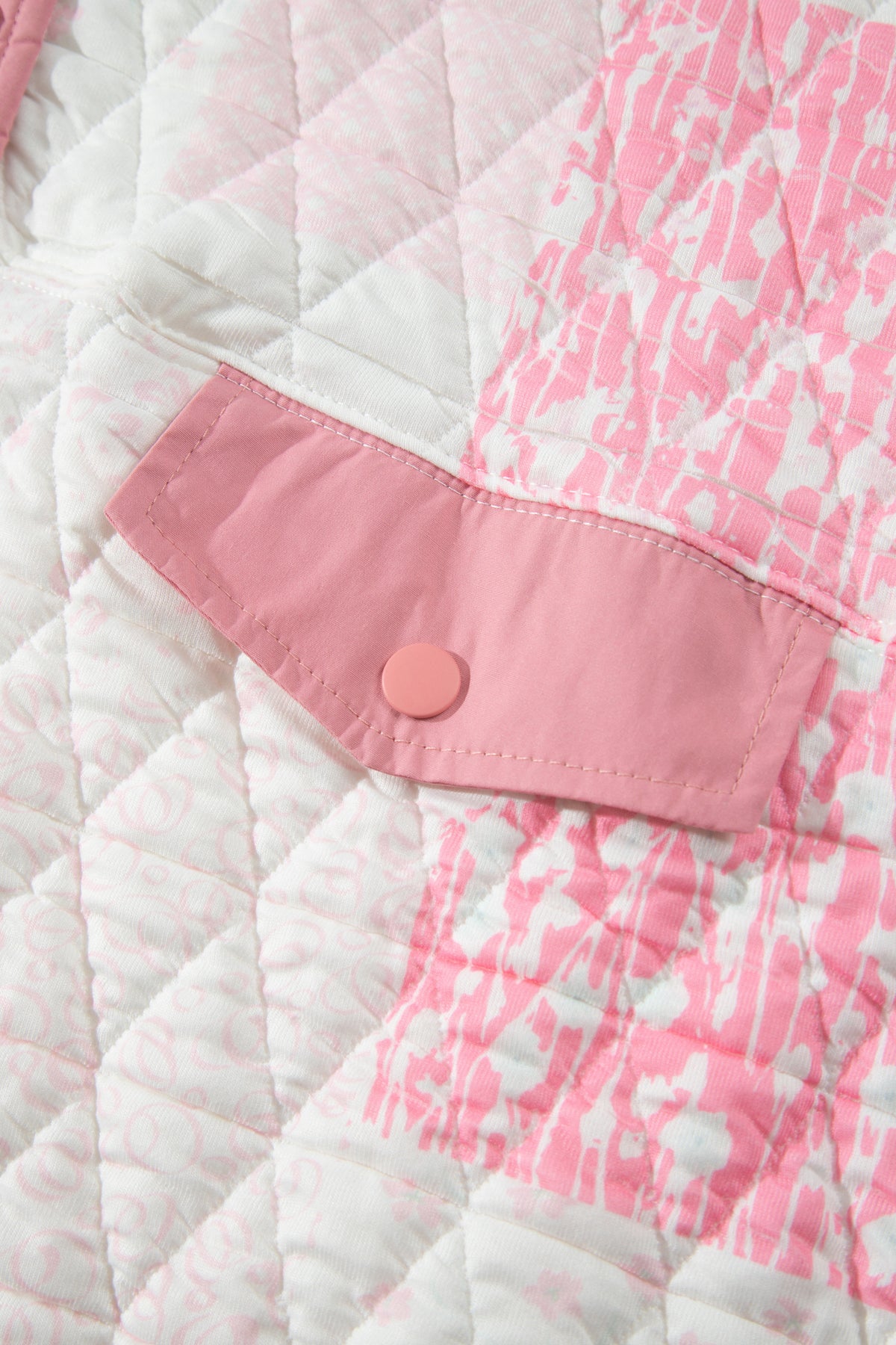 Multicolour Floral Quilted Half Button Pocketed Pullover Sweatshirt