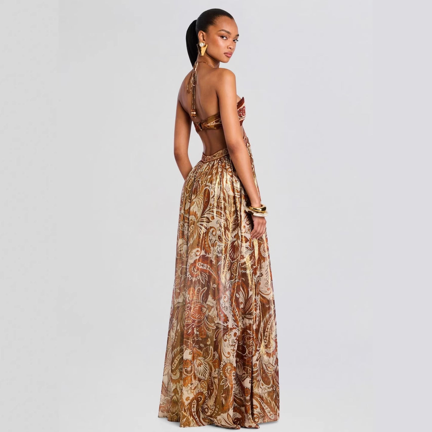 long gown with bandeau detail