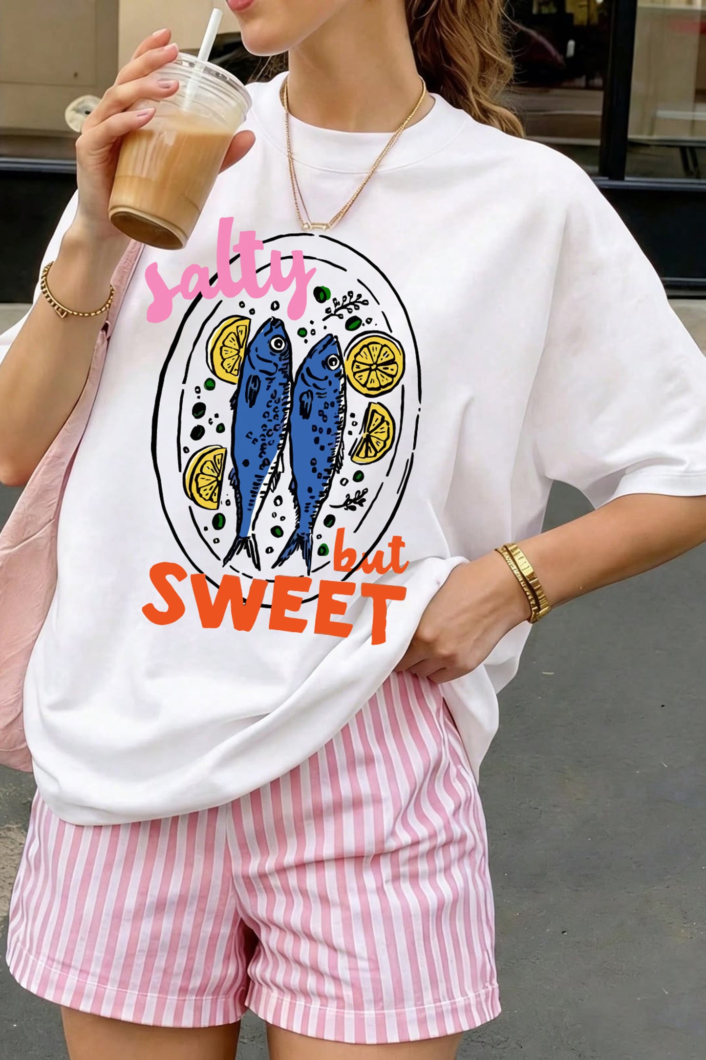 White Salty But Sweet Lemon Fish Graphic Tee