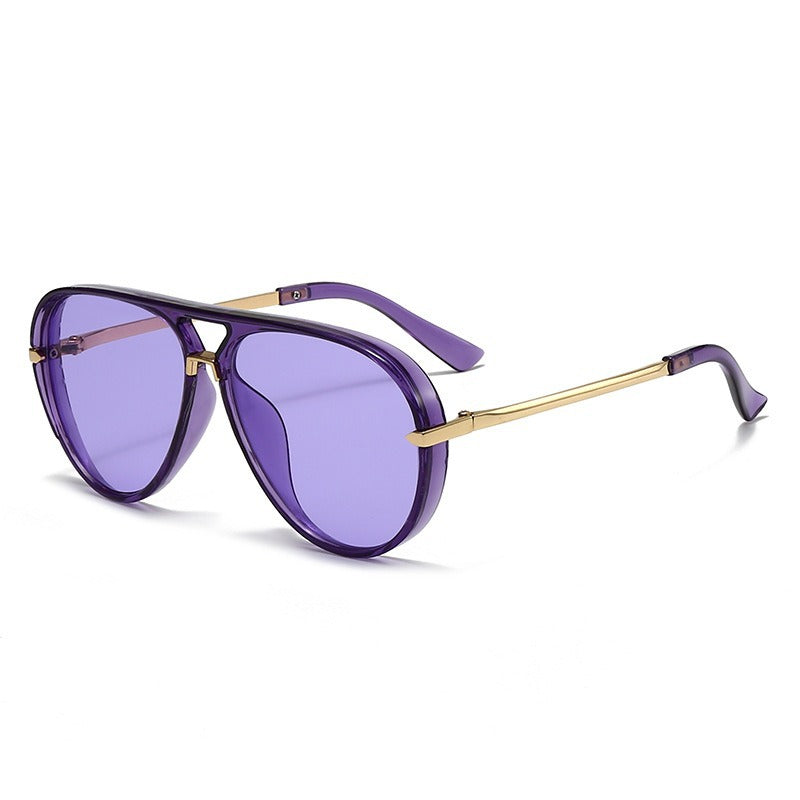 vivid color translucent large frame aviator sunglasses