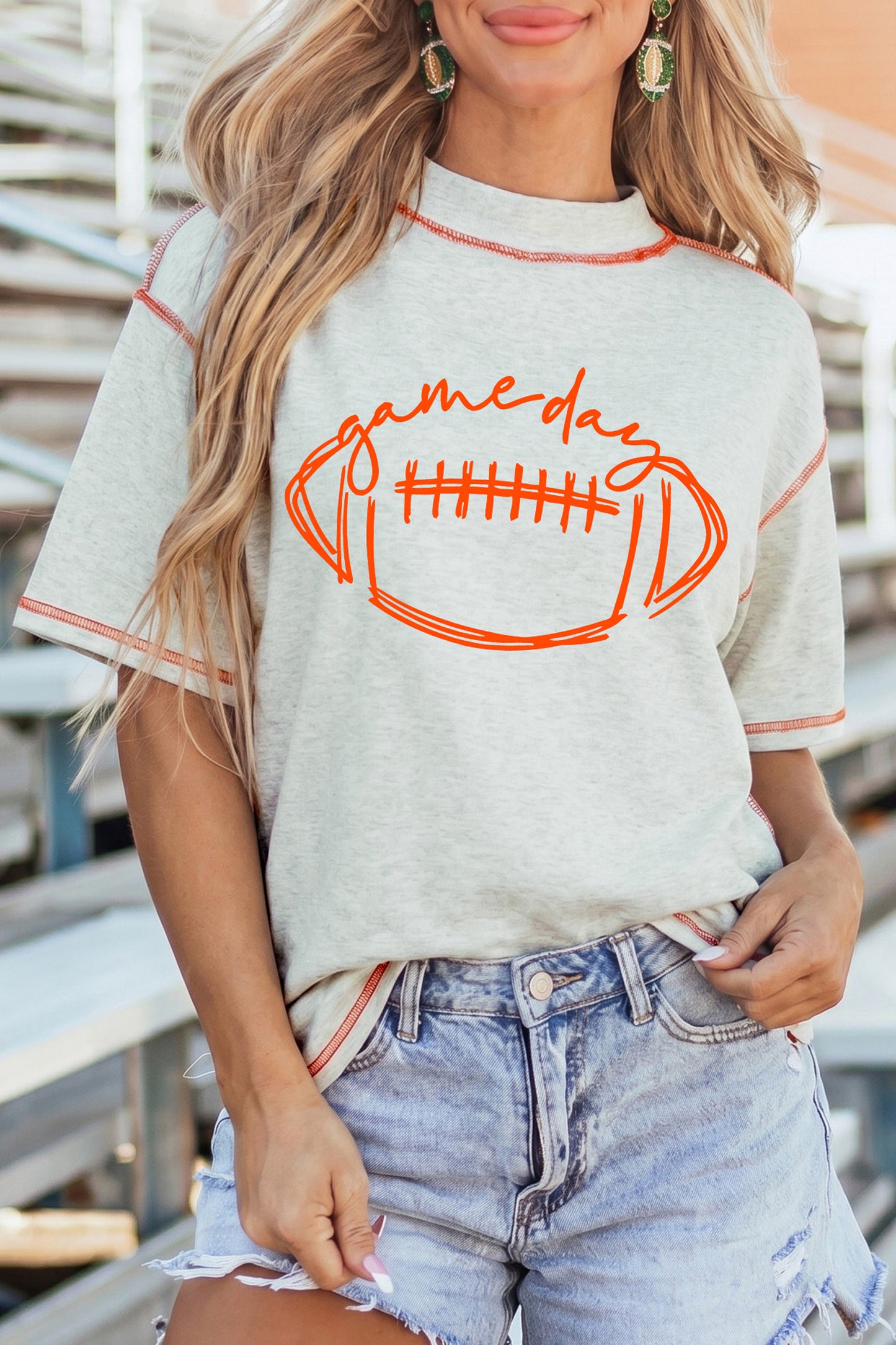 Reversible Contrast Stitched Rugby/football season Print High Neck Short Sleeve Top