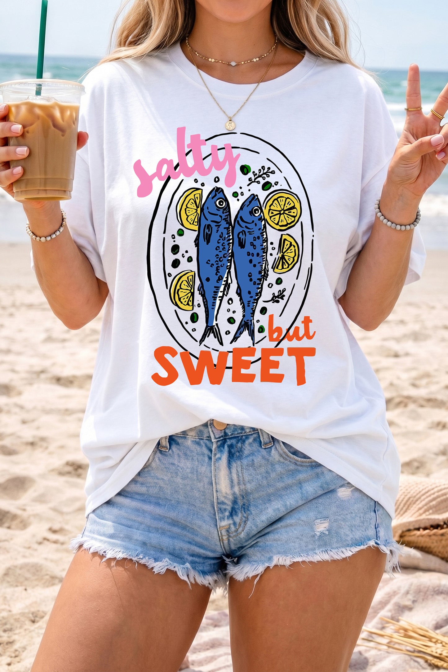 White Salty But Sweet Lemon Fish Graphic Tee