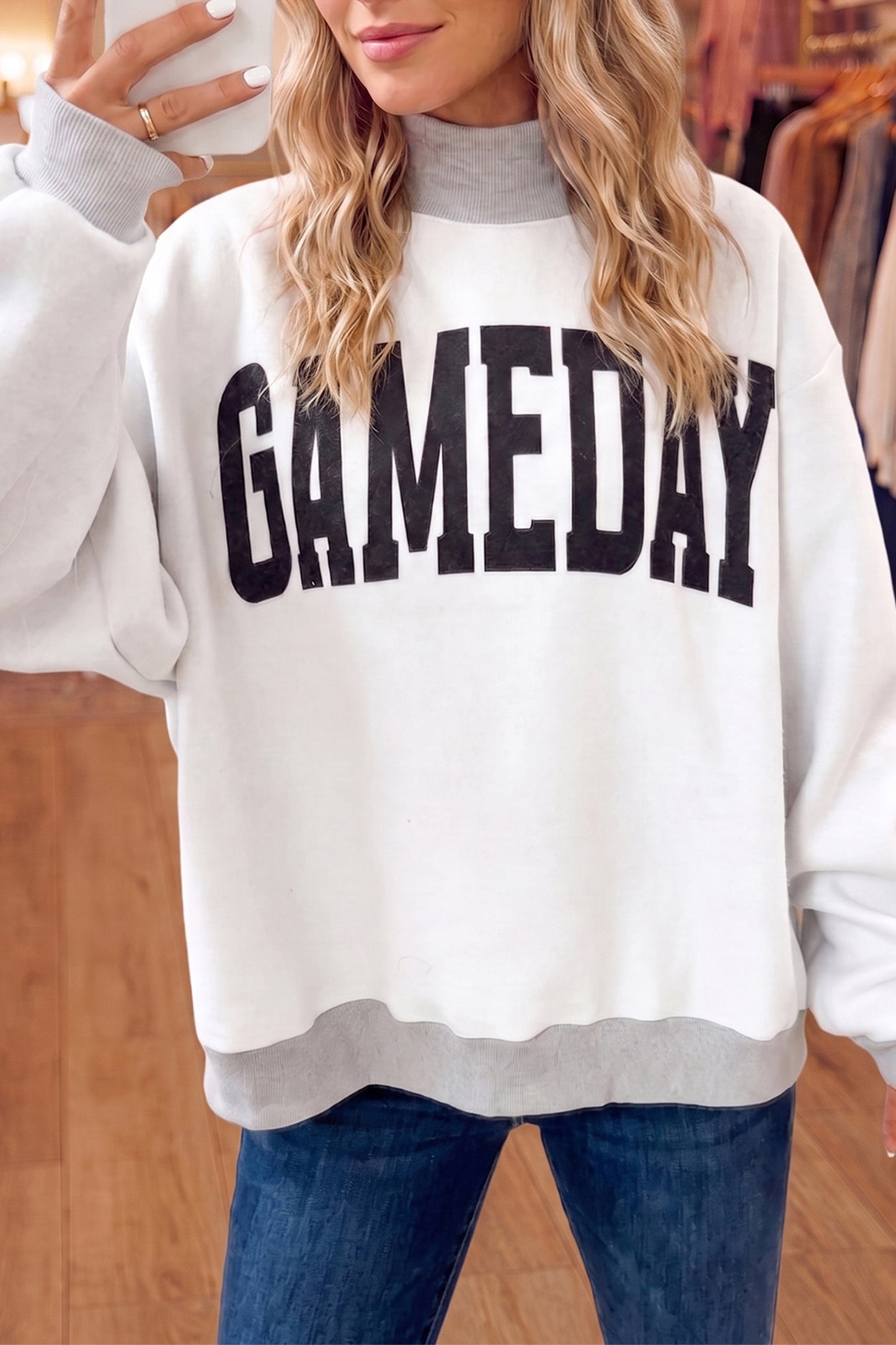 reversible High Neck GAMEDAY/ FOOTBALL Double Side Printed Sweatshirt
