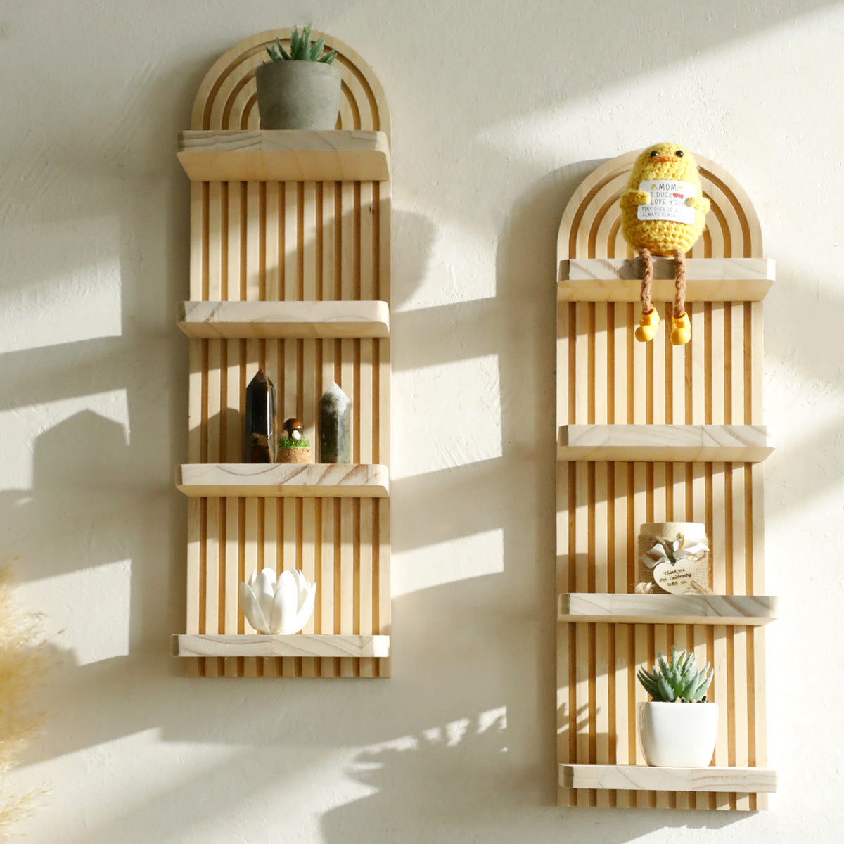 Arched solid wood display rack