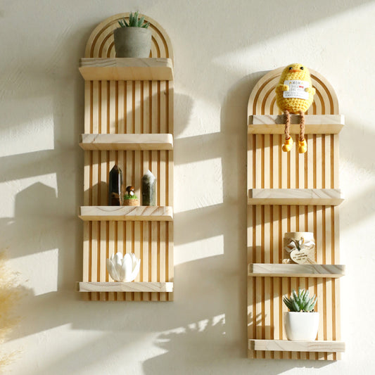 Arched solid wood display rack