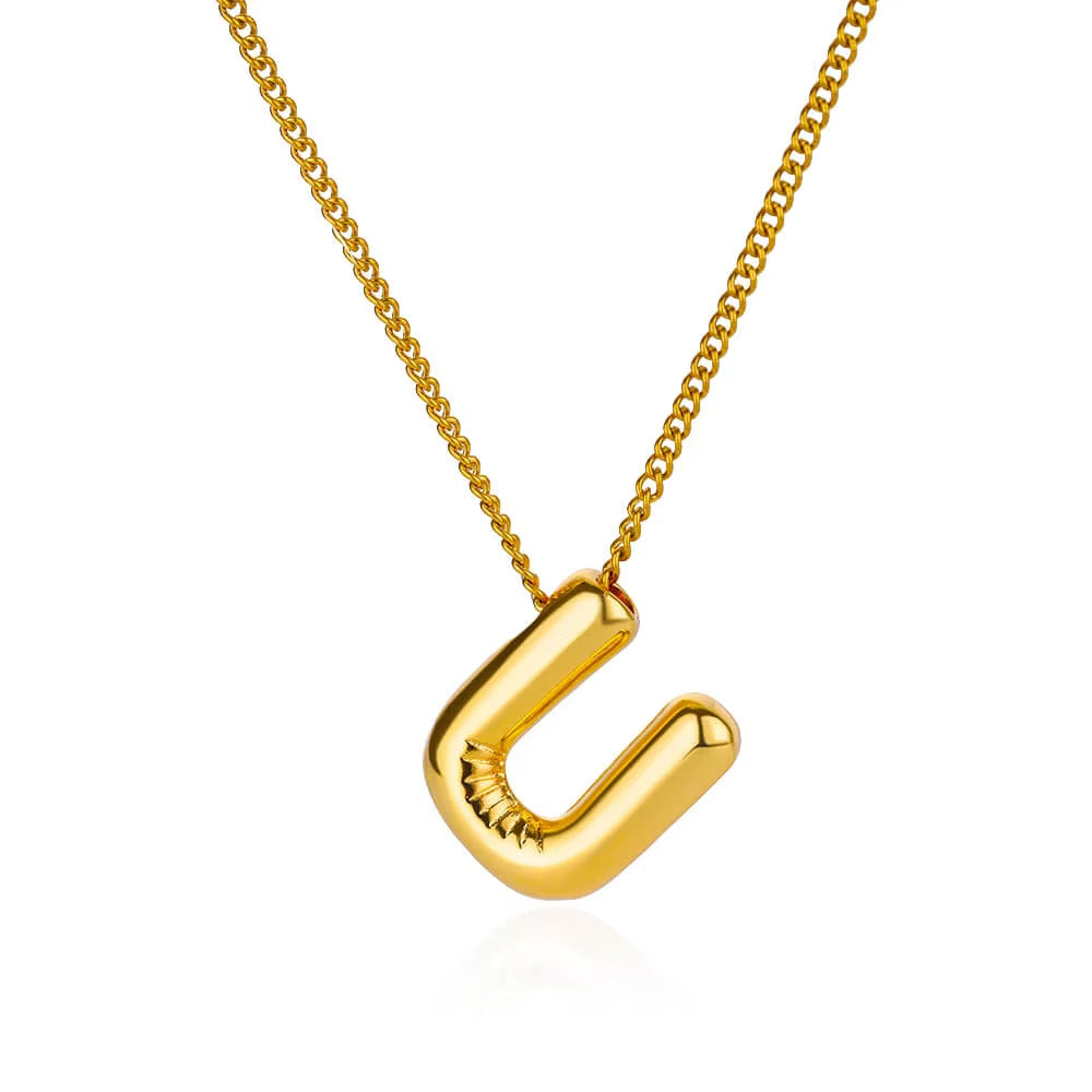 Bubble font letter pendant and chain