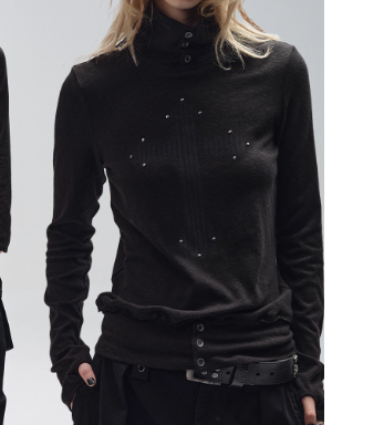 Studded Cross Turtleneck Shirt
