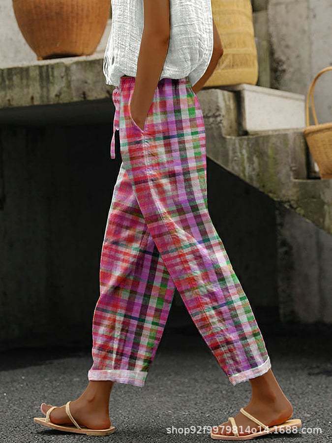 printed rolled-up casual pants