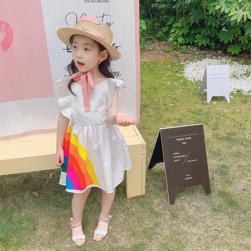 Girls rainbow dress with back bow