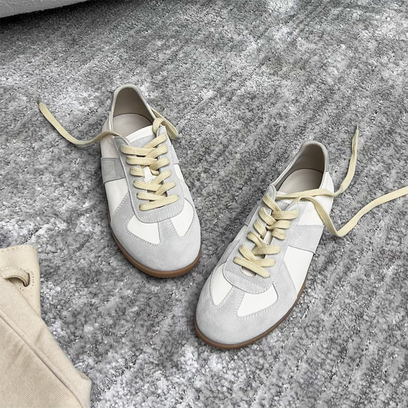 soft cowhide flat trainers