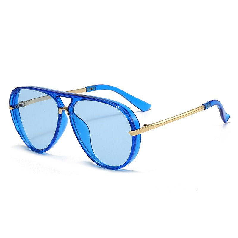 vivid color translucent large frame aviator sunglasses