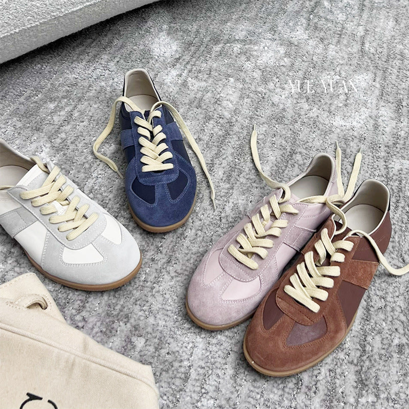 soft cowhide flat trainers