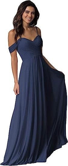 Women's off-the-shoulder chiffon pleated  gown