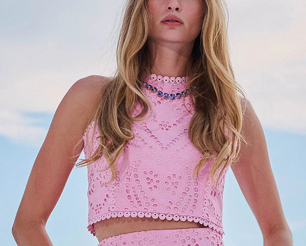 detailed eyelet two-piece set