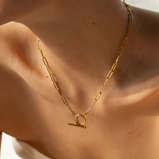 Wind-plated 18K cross chain necklace