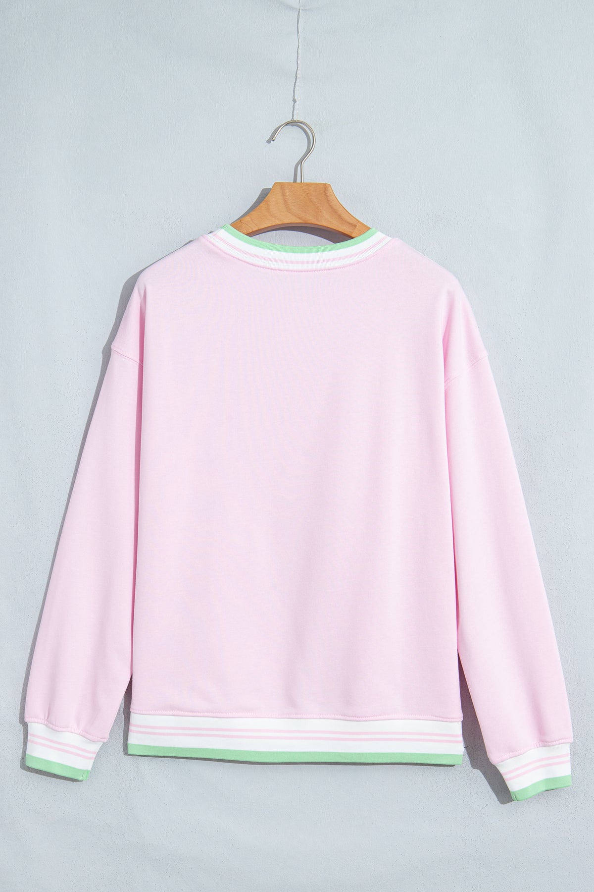 Racing Red Contrast Striped Trim Baggy Pullover Sweatshirt