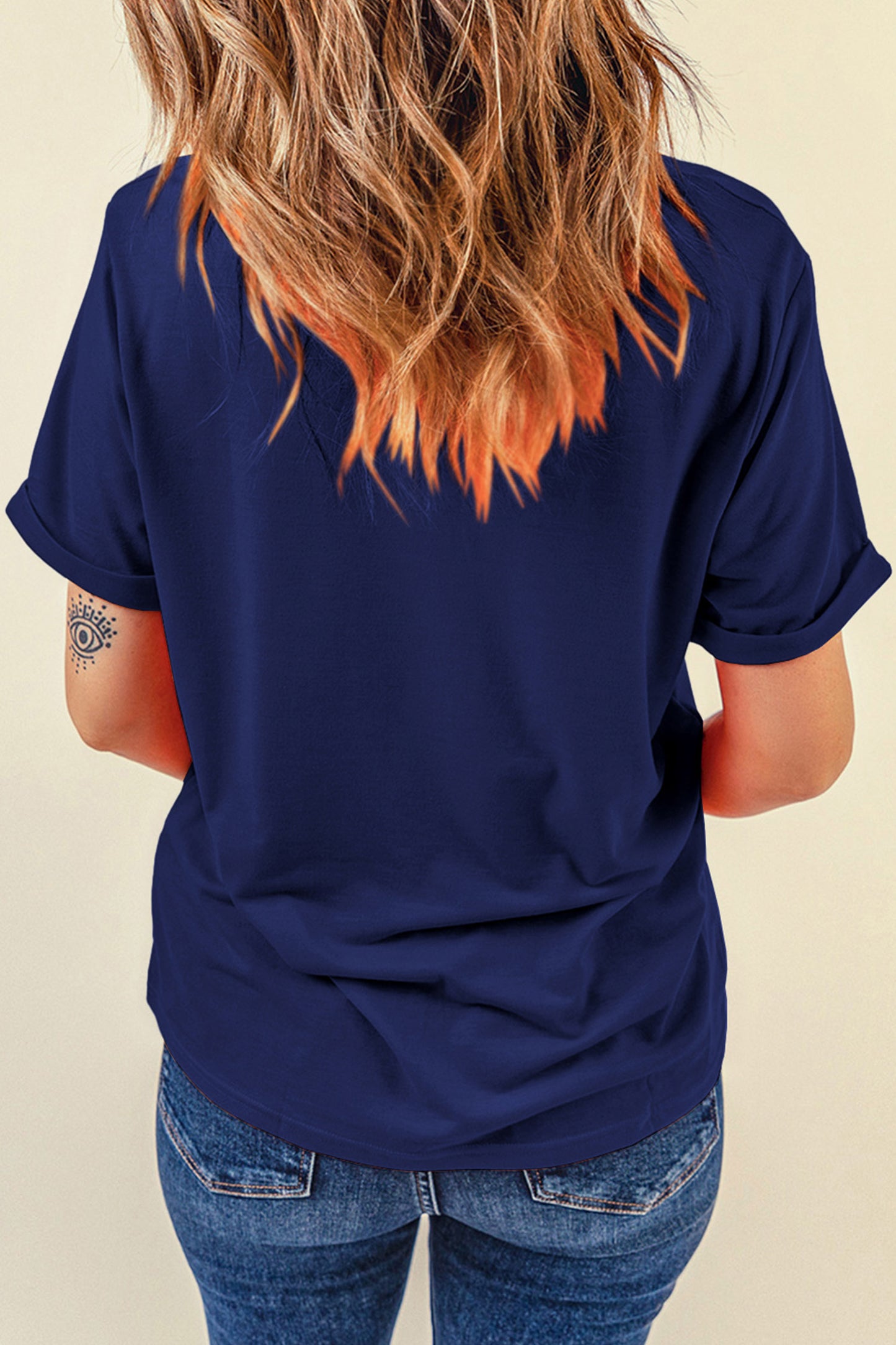 Blue Faux Patchwork Patriotic Bow Graphic Tee