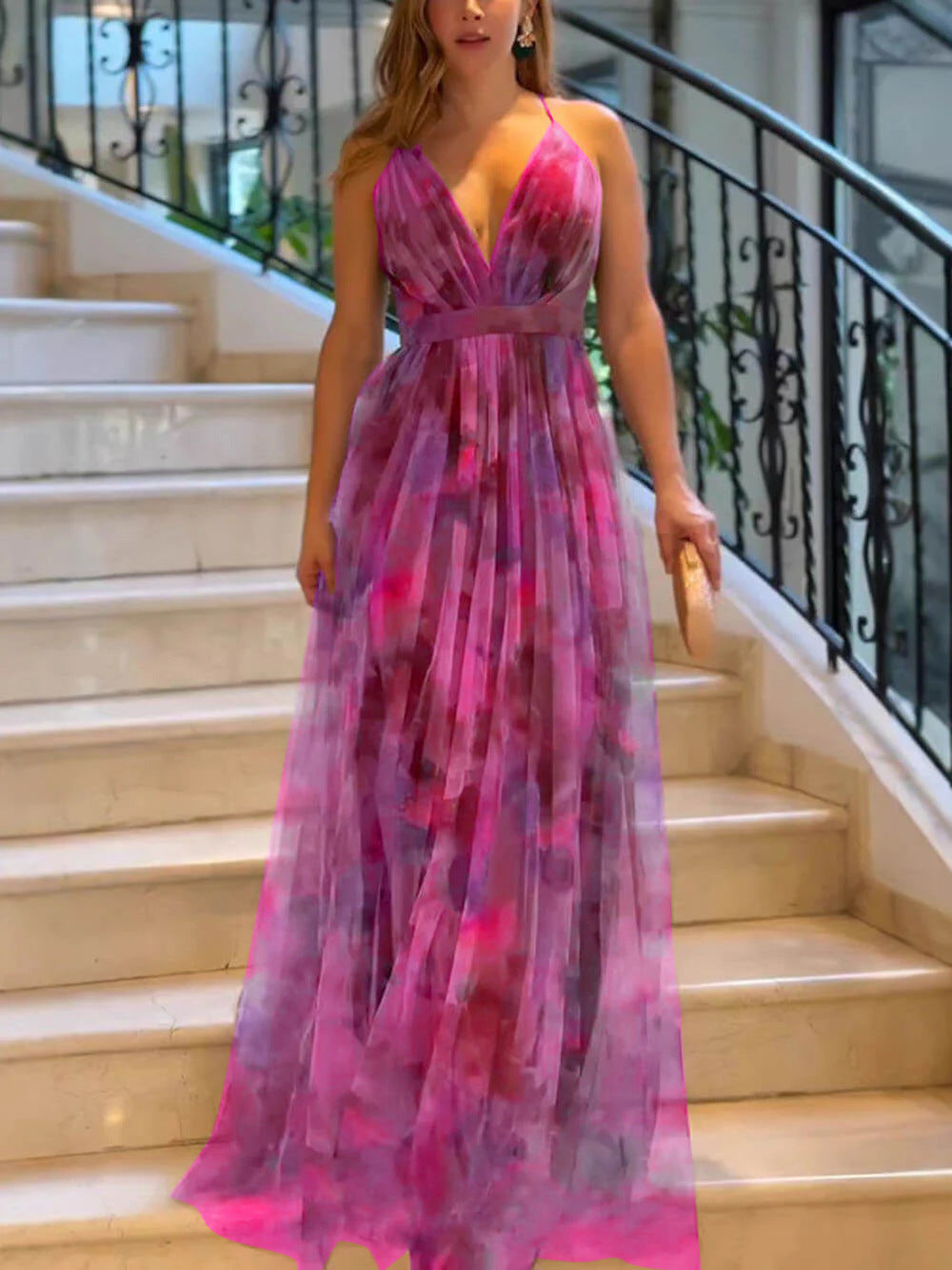flowy printed party dress