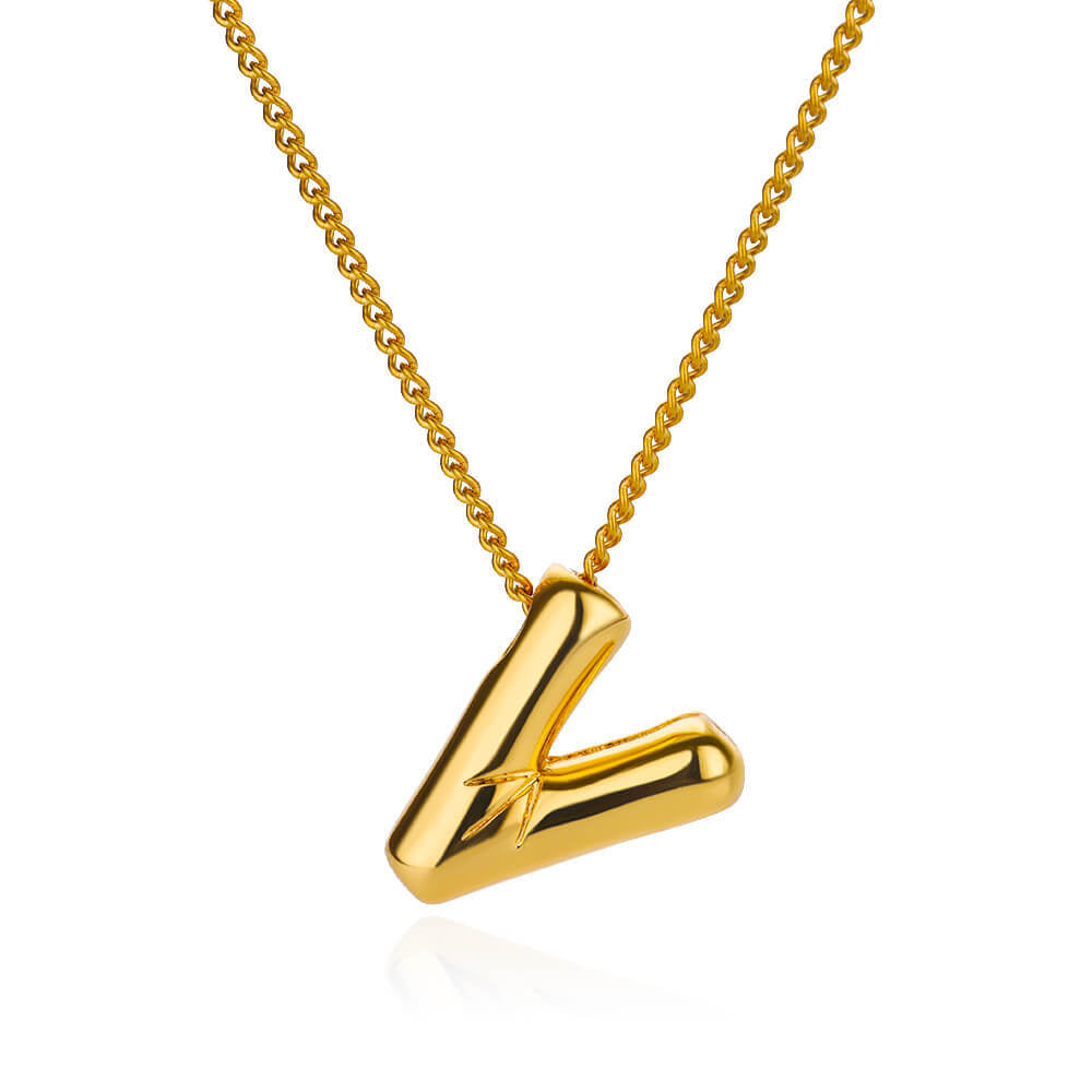 Bubble font letter pendant and chain