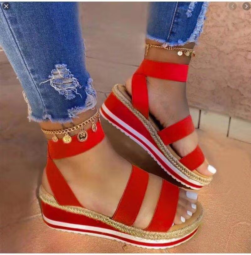 women's platform sandals with elastic straps