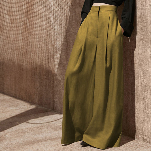 floor-length, wide-leg pants, high-waisted version