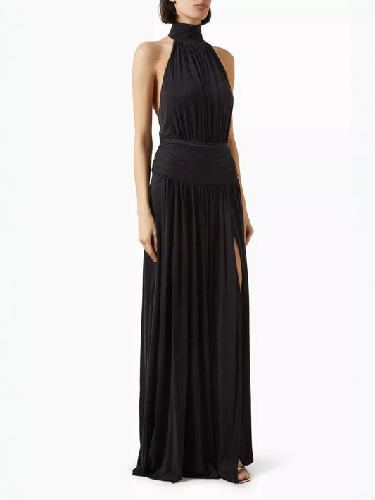 backless halter dress
