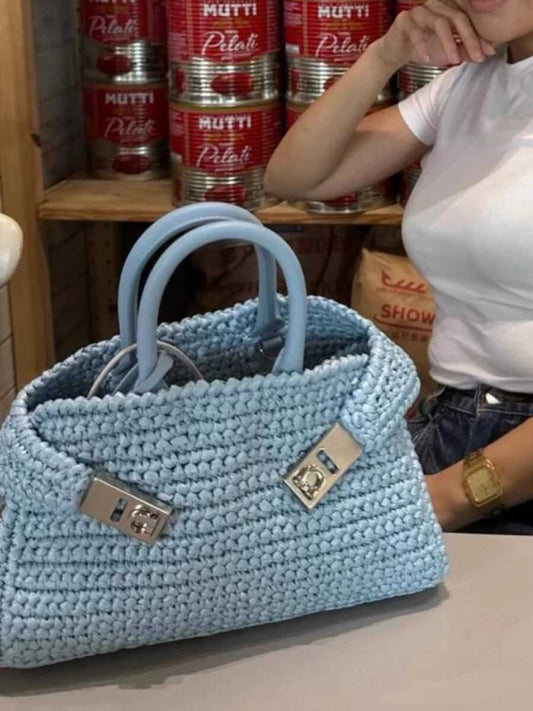 mini straw-woven bag