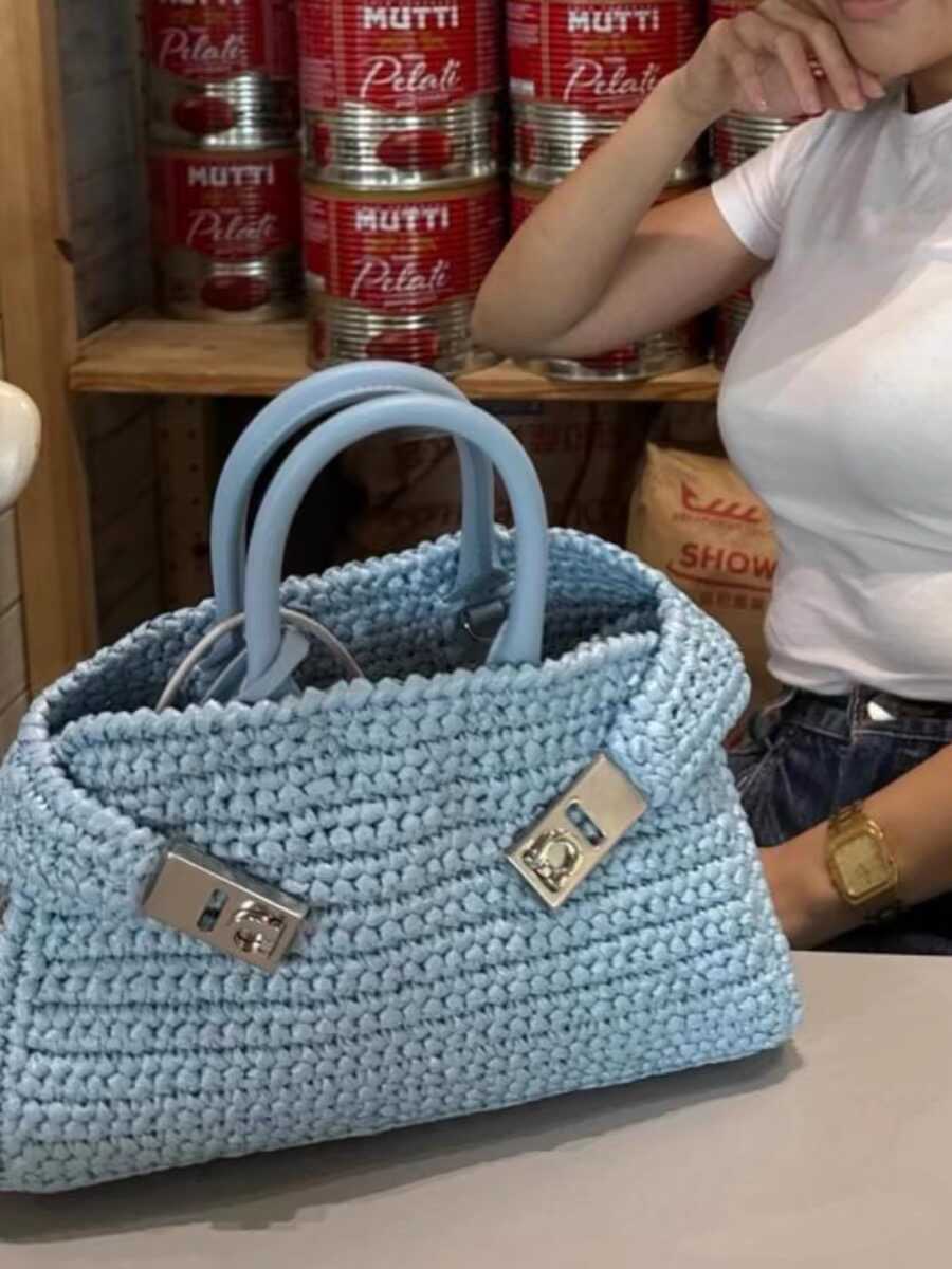 mini straw-woven bag