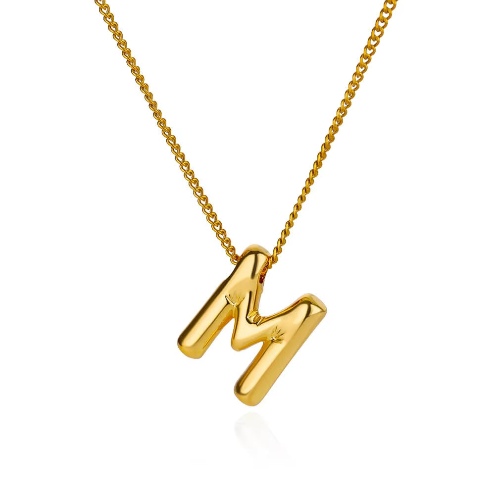 Bubble font letter pendant and chain
