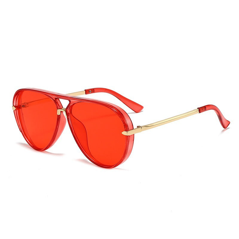 vivid color translucent large frame aviator sunglasses