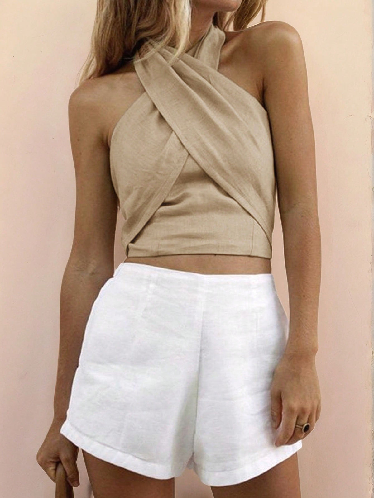 linen Criss cross halter top