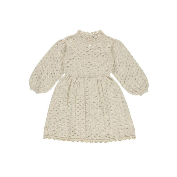 winter girls' long-sleeved knitted lace dress