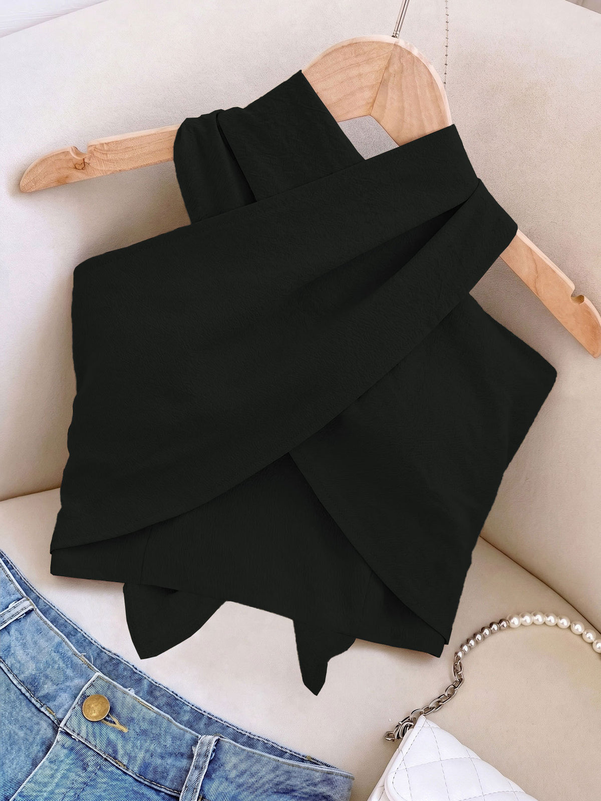 linen Criss cross halter top