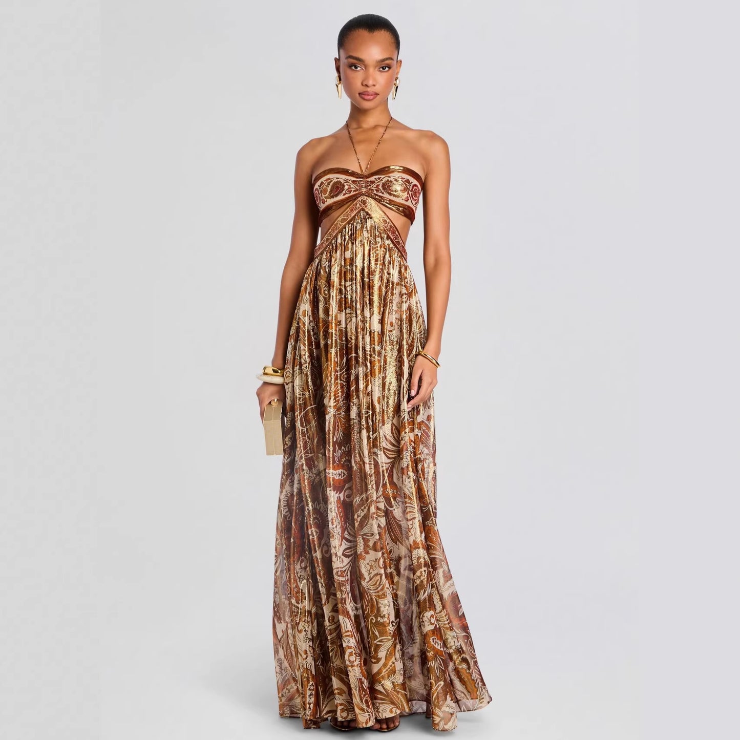 long gown with bandeau detail