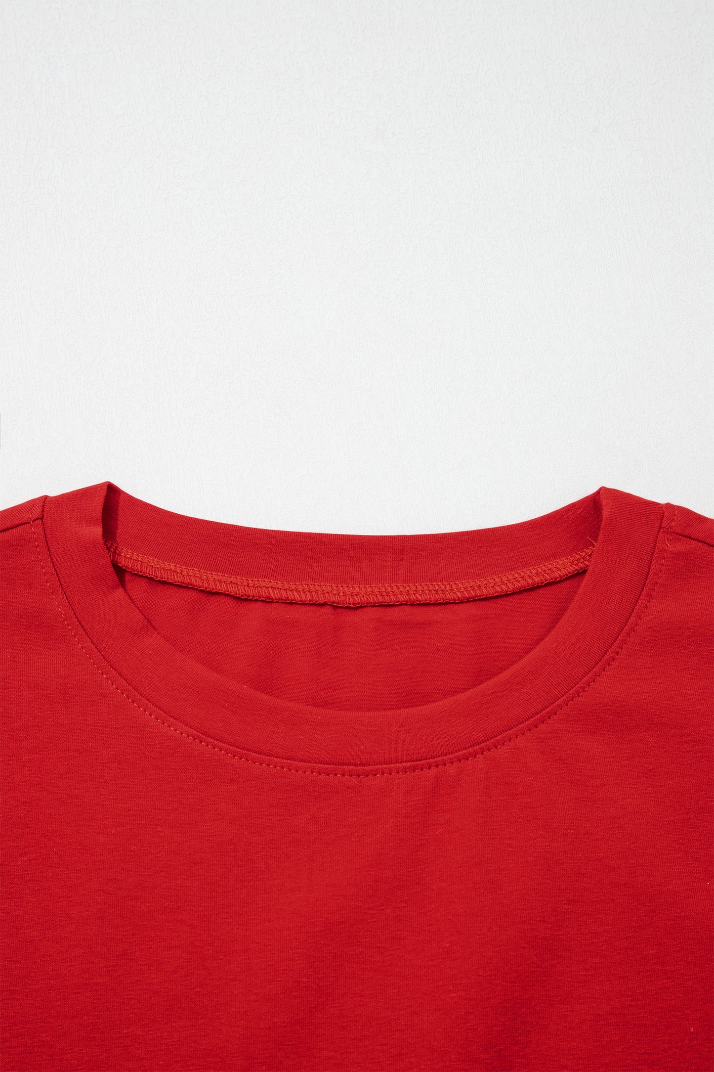 Fiery Red Varsity Striped Short Sleeve Crew Neck T Shirt