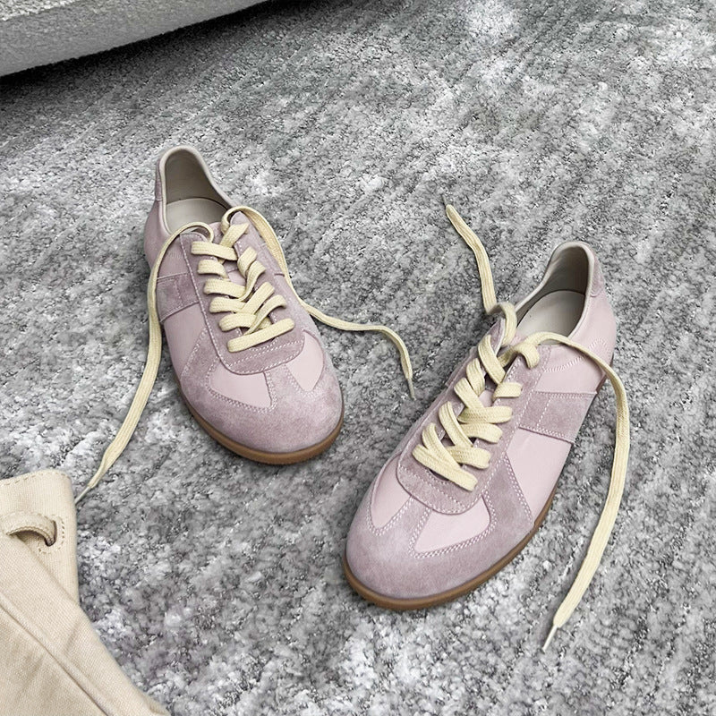 soft cowhide flat trainers