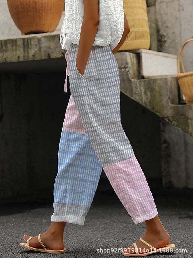 printed rolled-up casual pants