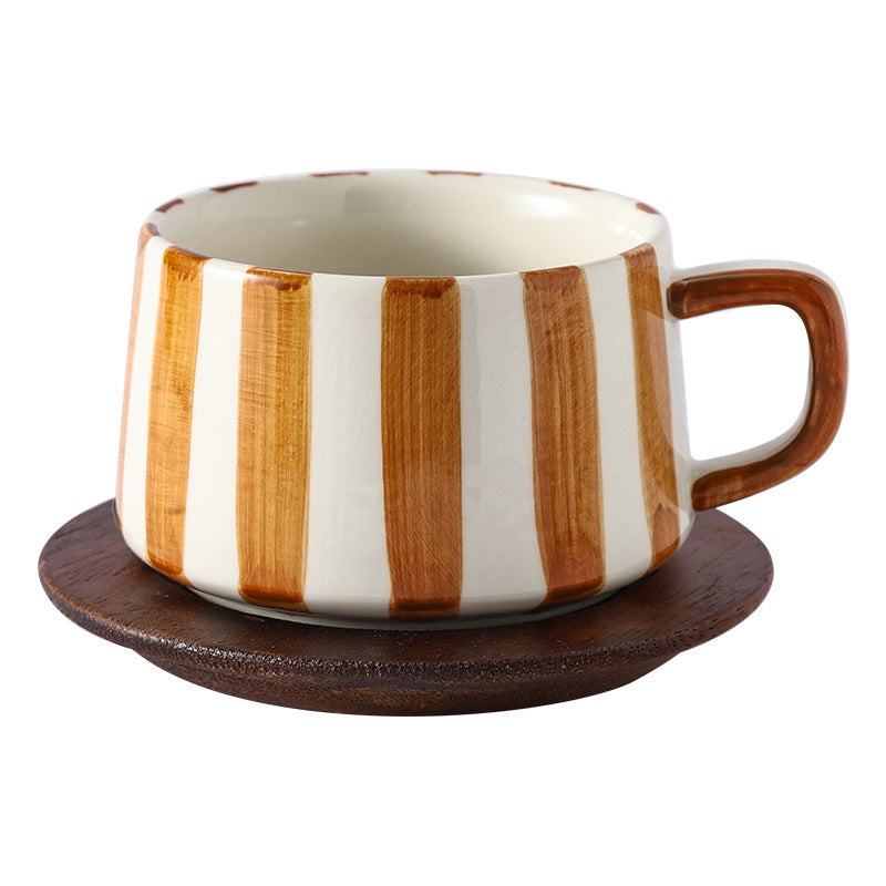 Hand-painted striped ceramic mugs