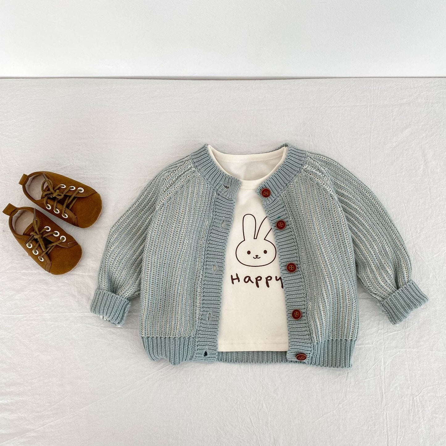two-color twisted round-neck knitted sweater