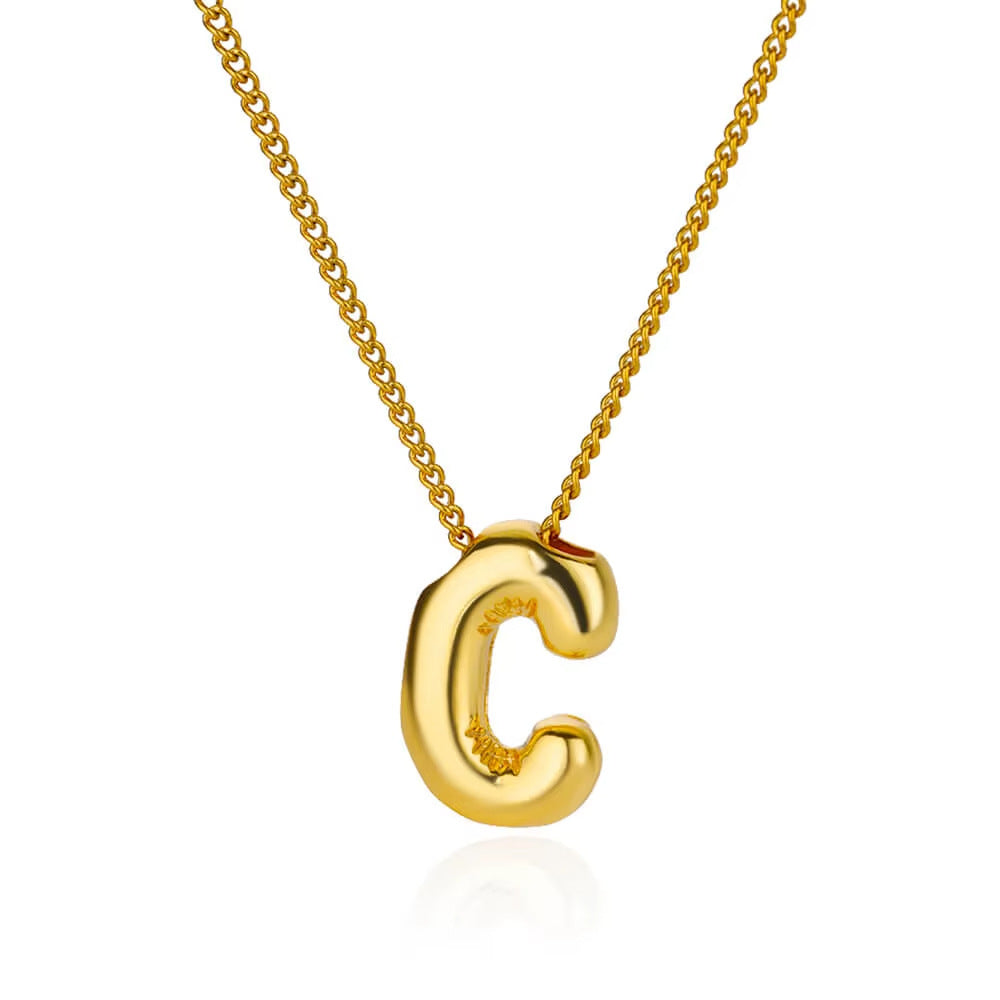 Bubble font letter pendant and chain