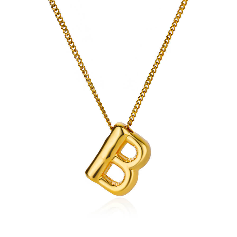 Bubble font letter pendant and chain