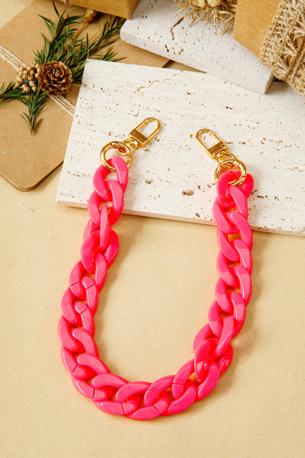 Strawberry Pink Acrylic Handbag Chain Strap