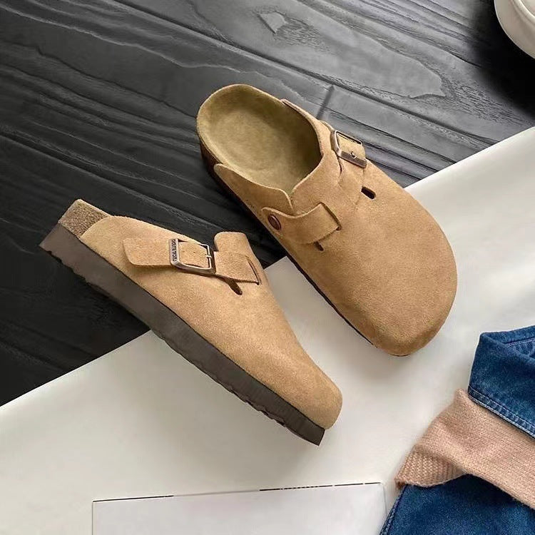 faux suede slip on clogs