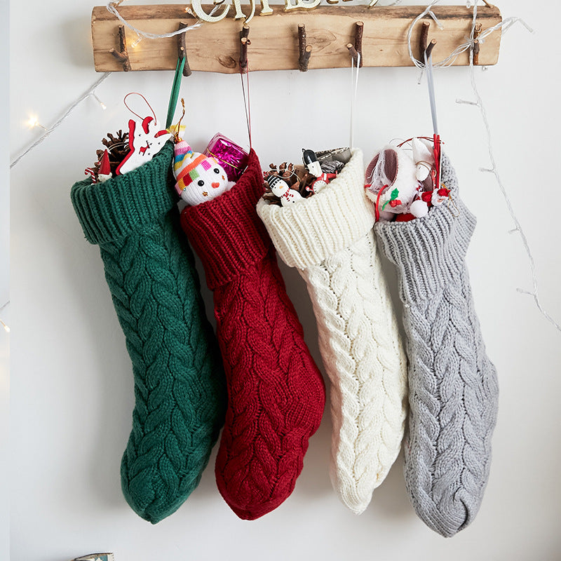 Large 46CM knitted wool hanging Christmas stockings