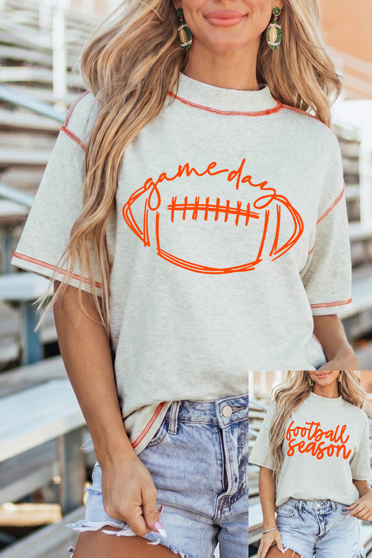 Reversible Contrast Stitched Rugby/football season Print High Neck Short Sleeve Top